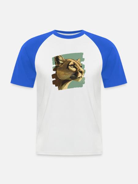 Lion from mountain Retro - Men's Baseball T-Shirt - white/royal blue