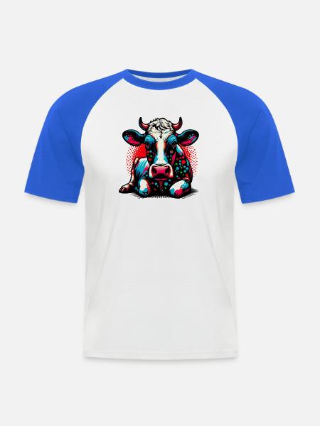 Cow - Men's Baseball T-Shirt - white/royal blue