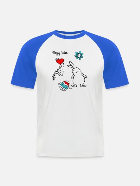 Happy Easter - Männer Baseball-T-Shirt - Weiß/Royalblau