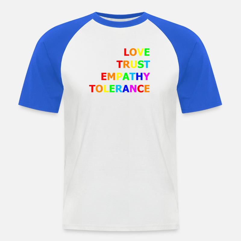 Values_1 - Männer Baseball-T-Shirt - Weiß/Royalblau