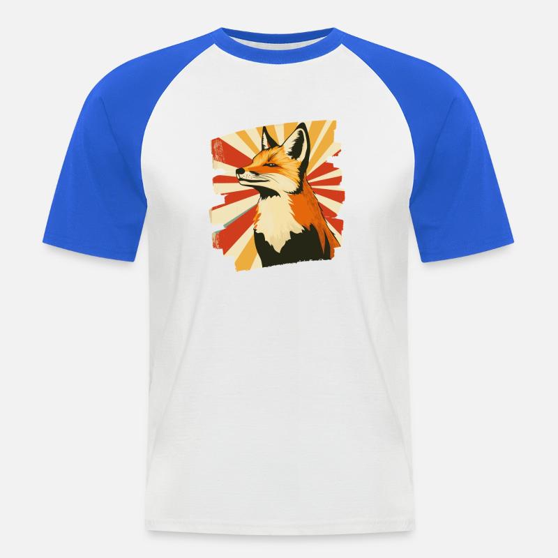 Fuchs - Männer Baseball-T-Shirt - Weiß/Royalblau