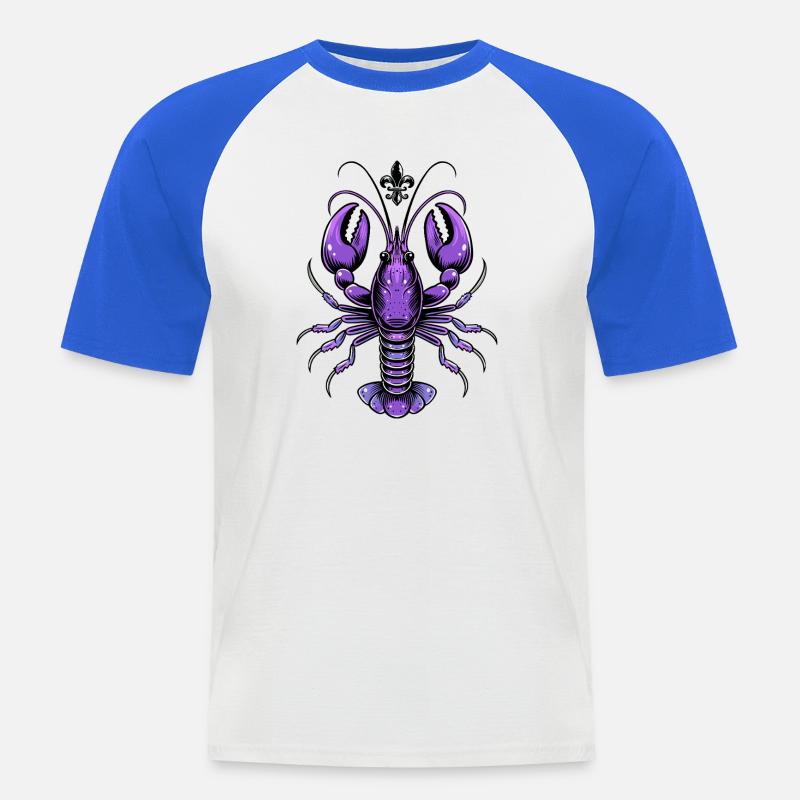 Mardi Gras Languste mit Fleur-de-Lis Design - Männer Baseball-T-Shirt - Weiß/Royalblau