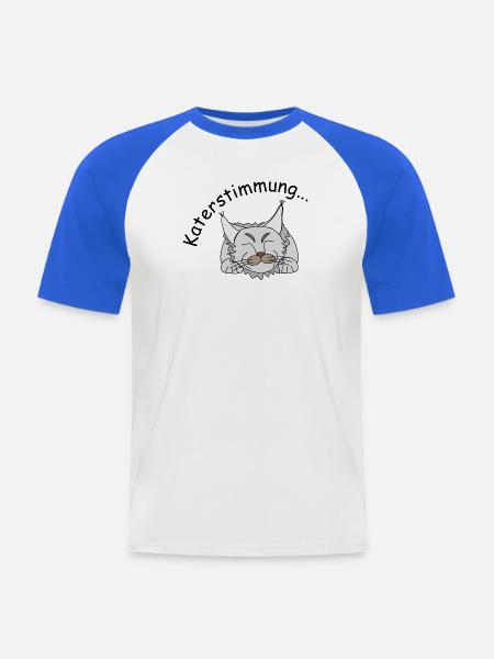 Katerstimmung - Männer Baseball-T-Shirt - Weiß/Royalblau