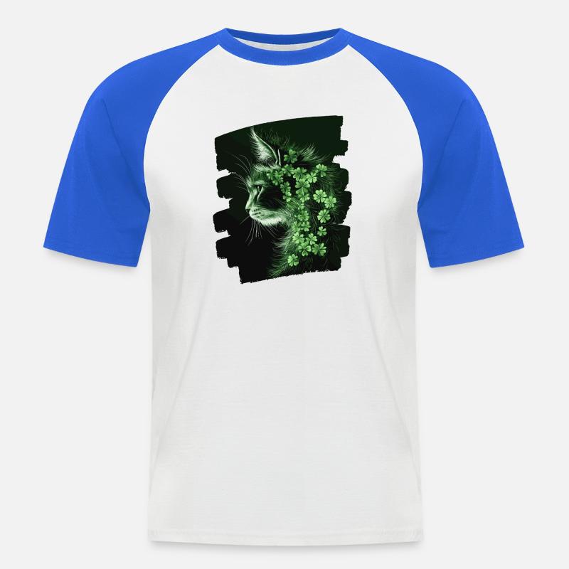 St Patricks day Katze - Männer Baseball-T-Shirt - Weiß/Royalblau