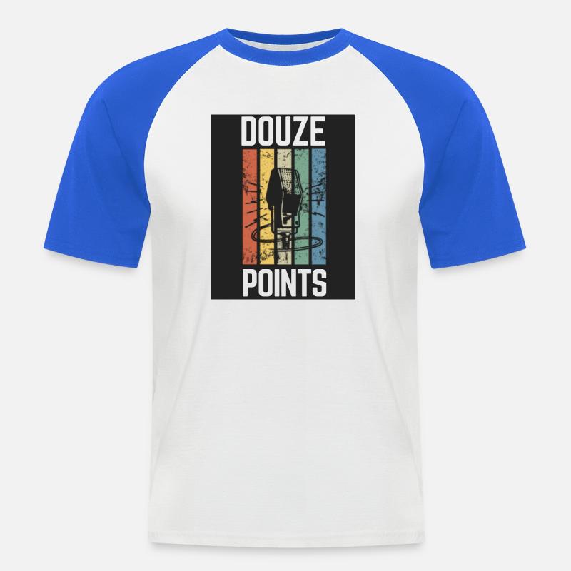 Douze Points Eurovision - Männer Baseball-T-Shirt - Weiß/Royalblau