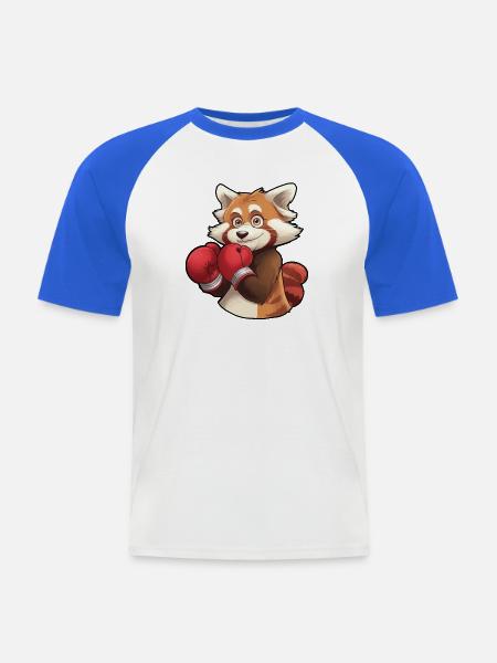 Boxen-Rotpanda-Anhänger - Männer Baseball-T-Shirt - Weiß/Royalblau