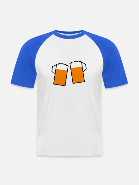 Biergläser Prost Bierglas - Männer Baseball-T-Shirt - Weiß/Royalblau