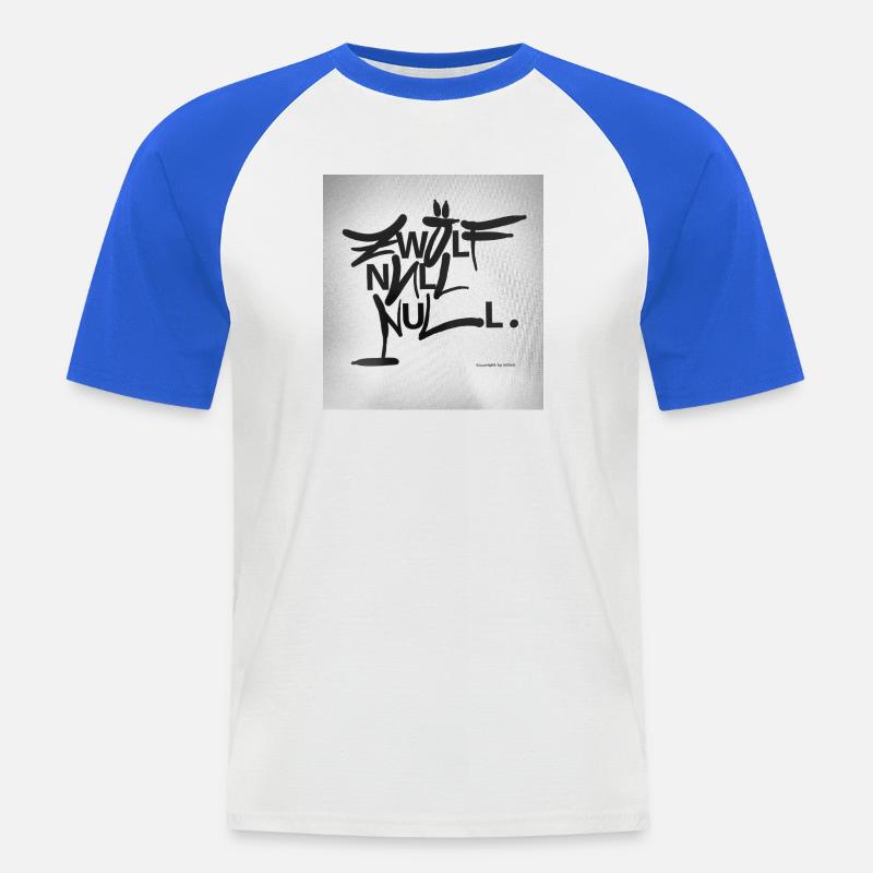 ZWÖLF_Null_Null - Men's Baseball T-Shirt - white/royal blue
