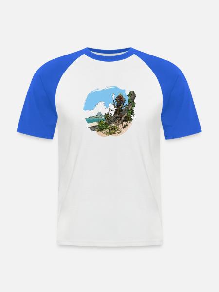 Stammes-Küstenfelsenfischer - Männer Baseball-T-Shirt - Weiß/Royalblau