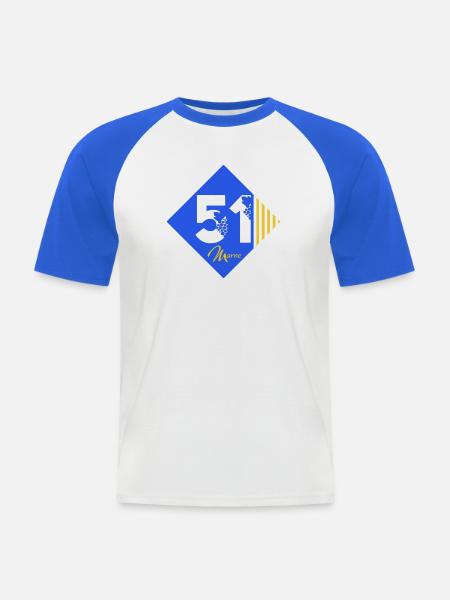 51 - Men's Baseball T-Shirt - white/royal blue