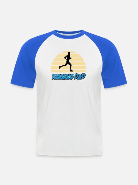 Running dad - T-shirt baseball manches courtes Homme - blanc/bleu royal
