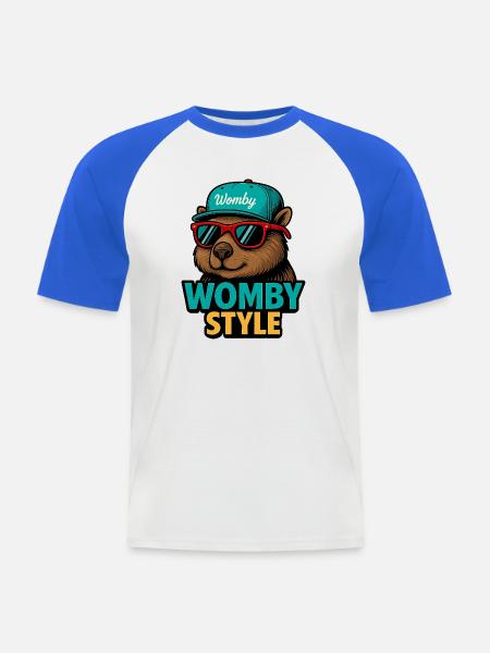 Womby Style Beaver with Sunglasses - Men's Baseball T-Shirt - white/royal blue