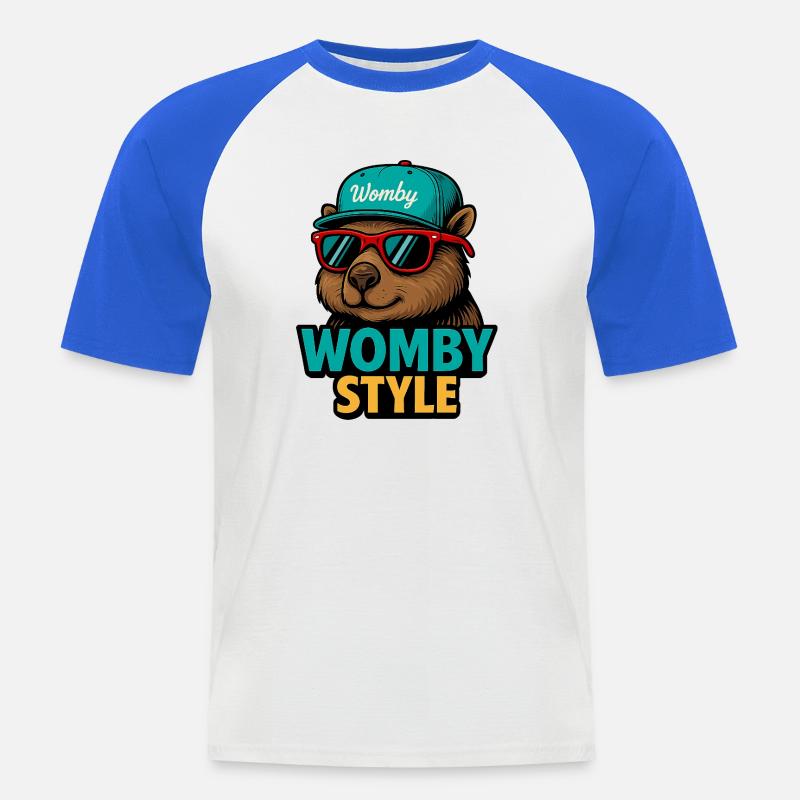 Womby Style Beaver with Sunglasses - Men's Baseball T-Shirt - white/royal blue