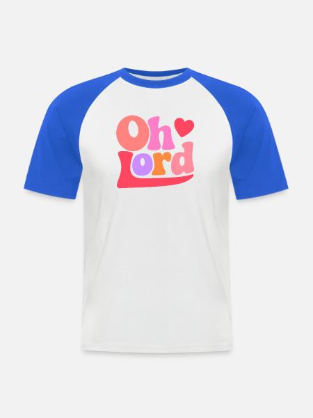 Seigneur - T-shirt baseball manches courtes Homme - blanc/bleu royal