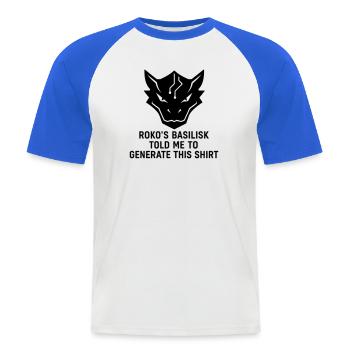 Generated by the Basilisk - Männer Baseball-T-Shirt - Weiß/Royalblau - Vorne