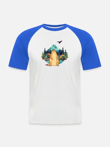 Murmeltier - Männer Baseball-T-Shirt - Weiß/Royalblau
