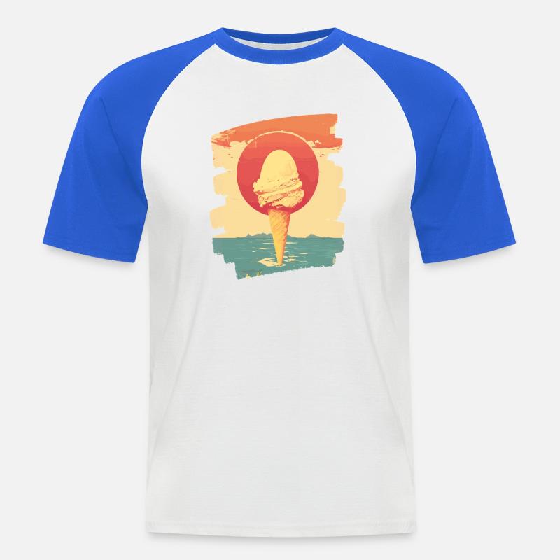 Eis und Eiscreme Kugel - Männer Baseball-T-Shirt - Weiß/Royalblau