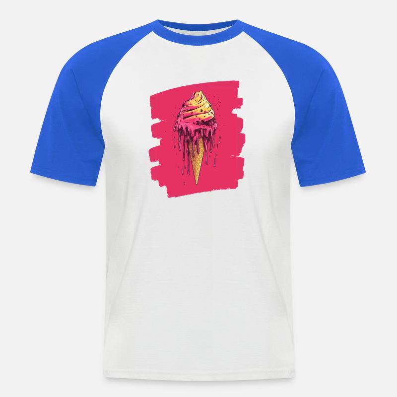 Eiscreme Eis - Männer Baseball-T-Shirt - Weiß/Royalblau