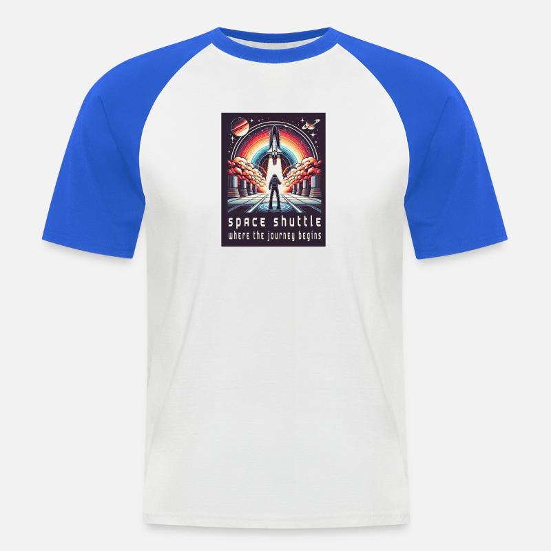 Space Shuttle - Die Reise beginnt - Männer Baseball-T-Shirt - Weiß/Royalblau