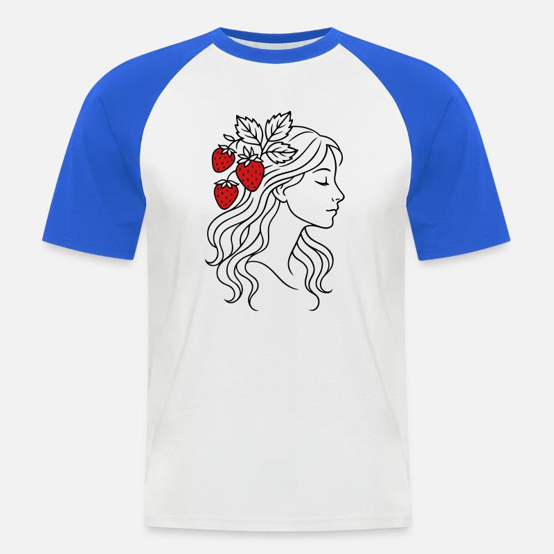 Frau mit Erdbeeren Erdbeermädchen - Männer Baseball-T-Shirt - Weiß/Royalblau