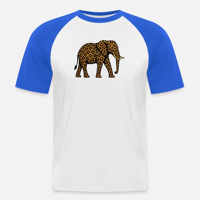 Leopard Elephant Pattern - Men's Baseball T-Shirt - white/royal blue