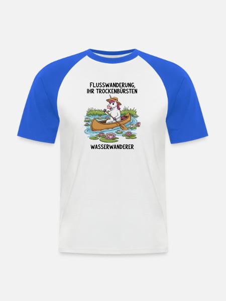 Einhorn Kanufahrt - Männer Baseball-T-Shirt - Weiß/Royalblau