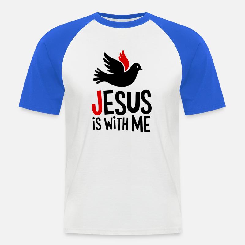 Jesus is with me - Männer Baseball-T-Shirt - Weiß/Royalblau