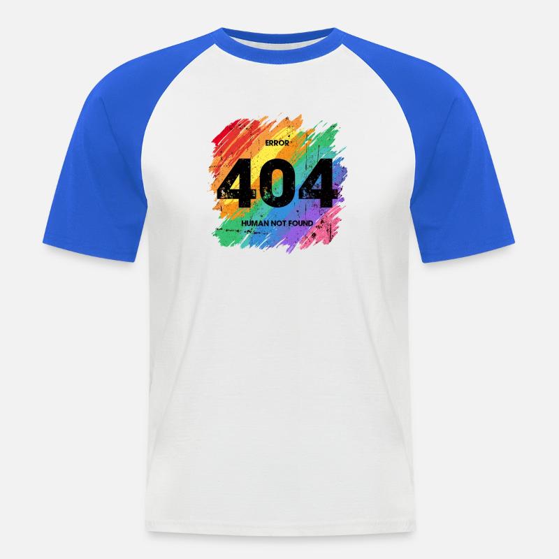 Lebendiger Regenbogen Fehler 404 Design - Männer Baseball-T-Shirt - Weiß/Royalblau