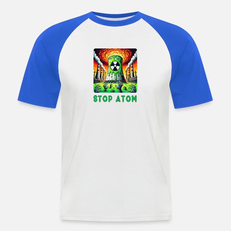 Stop Atom – Radioactive - Men's Baseball T-Shirt - white/royal blue