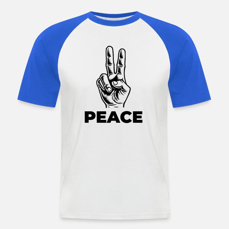 Peace – Statement mit Handzeichen - Männer Baseball-T-Shirt - Weiß/Royalblau