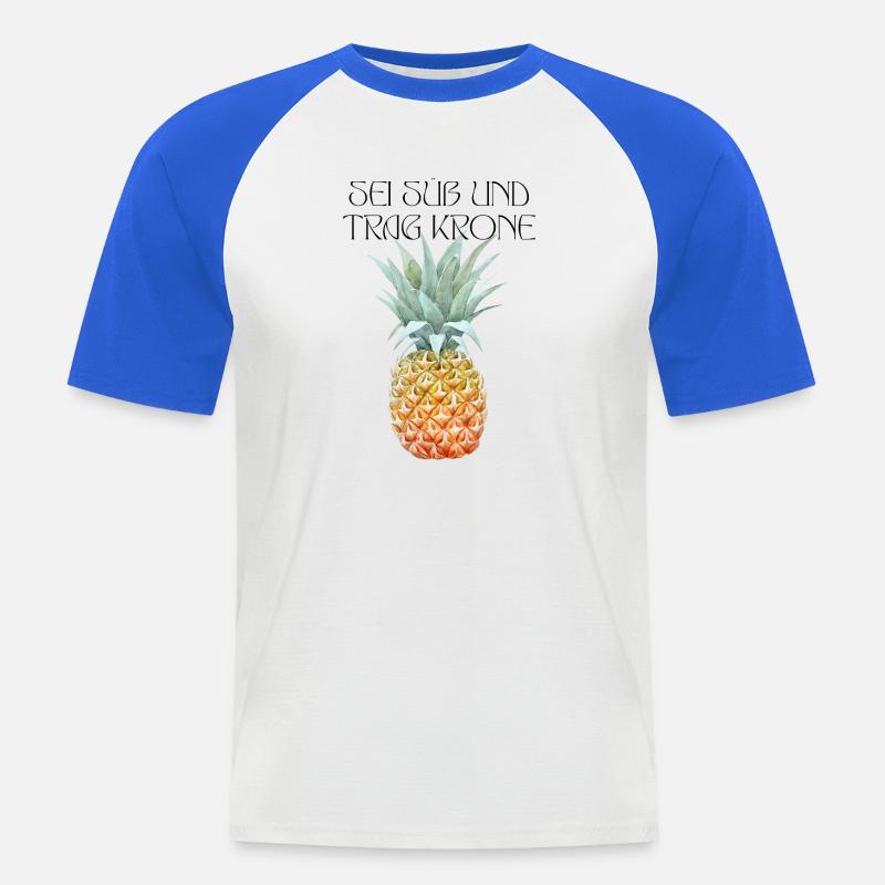 Sei süß und trag Krone - Männer Baseball-T-Shirt - Weiß/Royalblau