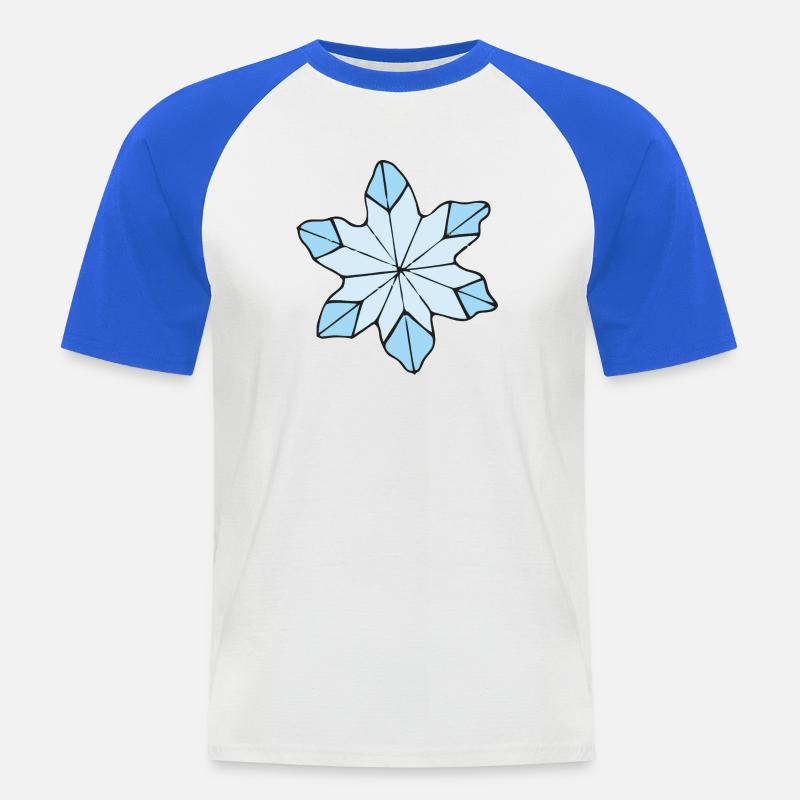 Stilvolle Blaue Eisblume design - Männer Baseball-T-Shirt - Weiß/Royalblau