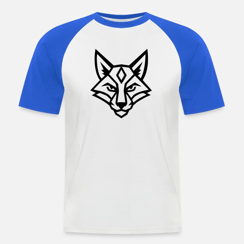 Stiliserad geometrisk räv - Kortärmad basebolltröja herr - vit/kungsblå