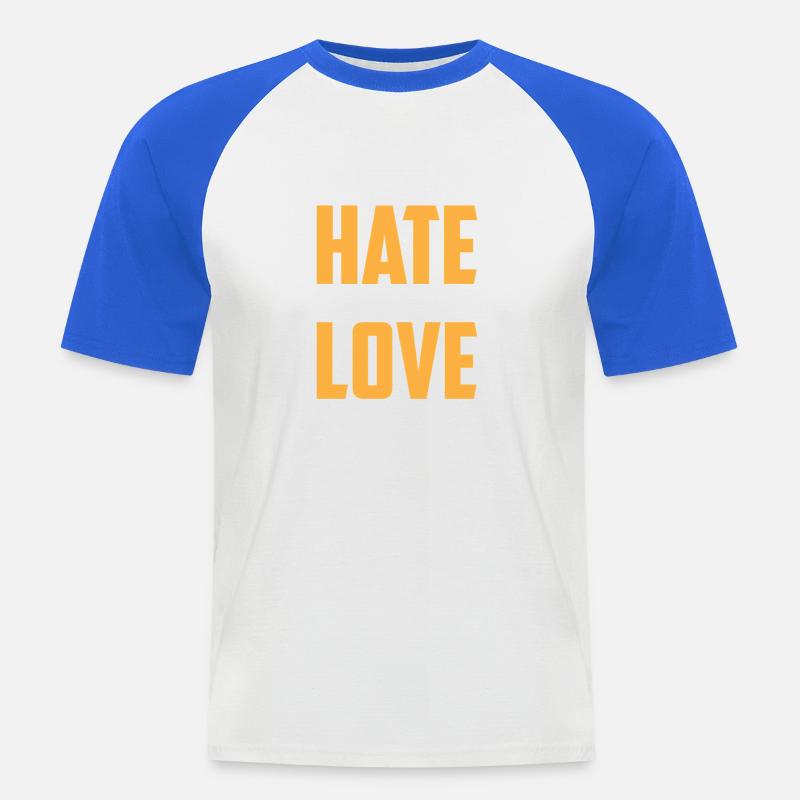 Transformative, hasserfüllte bis liebevolle Designs - Männer Baseball-T-Shirt - Weiß/Royalblau