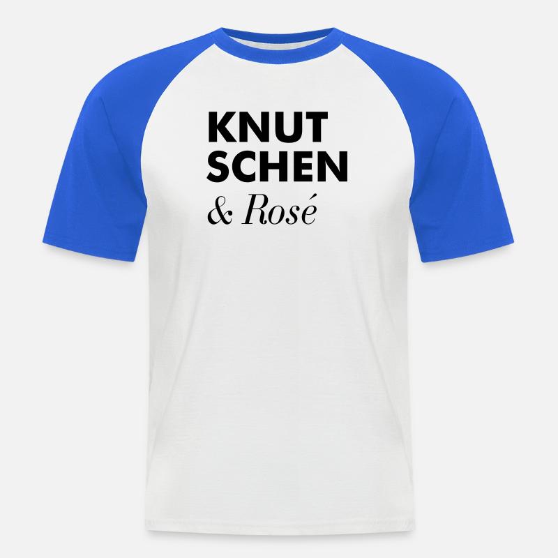 Knutschen Rosé Sommer Tshirt - Männer Baseball-T-Shirt - Weiß/Royalblau