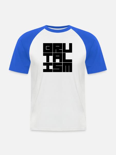 Brutalismus-Logodesign mit geometrischer Typografie - Männer Baseball-T-Shirt - Weiß/Royalblau