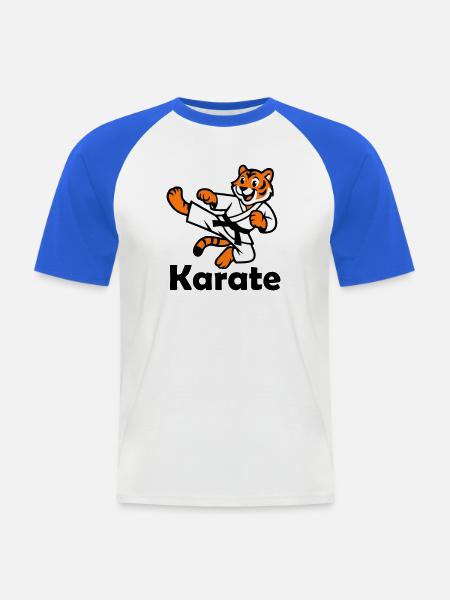 Karate Tiger - Men's Baseball T-Shirt - white/royal blue