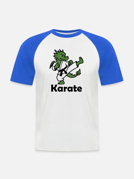 Karaté Dragon - T-shirt baseball manches courtes Homme - blanc/bleu royal