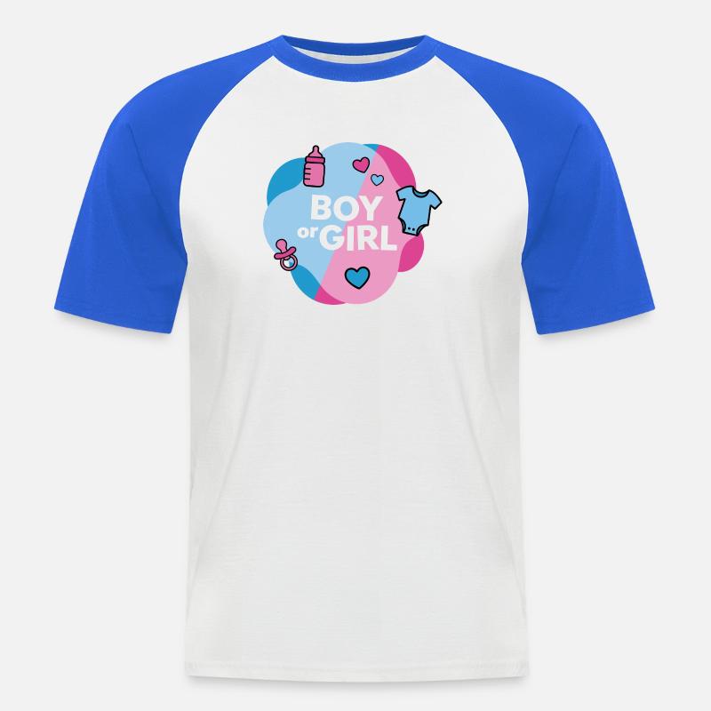 Geschlecht enthüllen Junge oder Mädchen - Männer Baseball-T-Shirt - Weiß/Royalblau