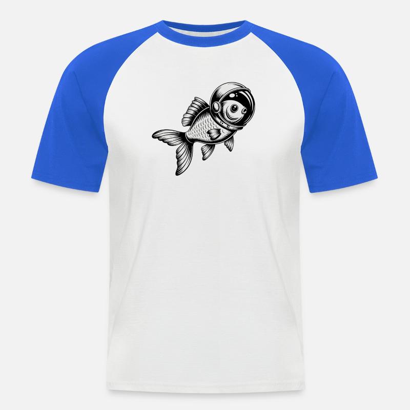 Poisson dans l’espace - Logo Cool Astonomy - T-shirt baseball manches courtes Homme - blanc/bleu royal