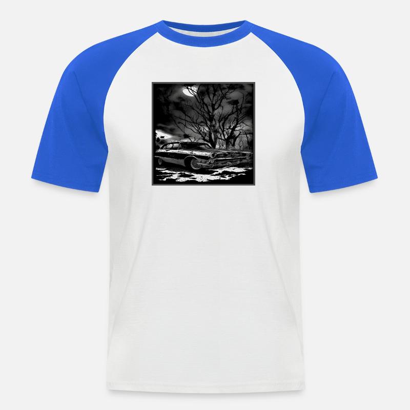 Oldtimer Oldtimer unter verwunschenem Baum - Männer Baseball-T-Shirt - Weiß/Royalblau