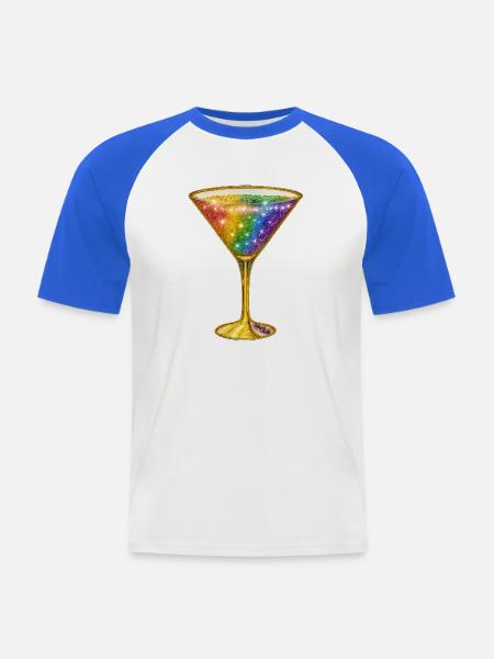 Galaktischer Cocktail in Regenbogenfarben - Männer Baseball-T-Shirt - Weiß/Royalblau