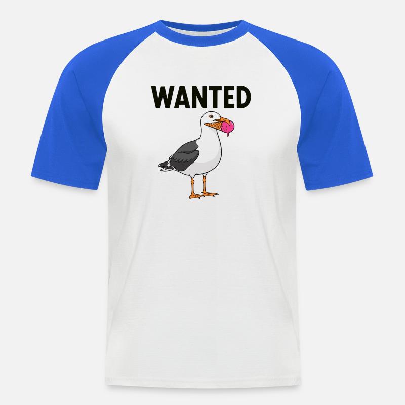 Gesucht Möwe Eiscreme Abenteuer - Männer Baseball-T-Shirt - Weiß/Royalblau