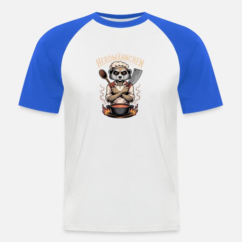 Herdmannchen Kochen Lustiger Koch Herdmannchen - Männer Baseball-T-Shirt - Weiß/Royalblau