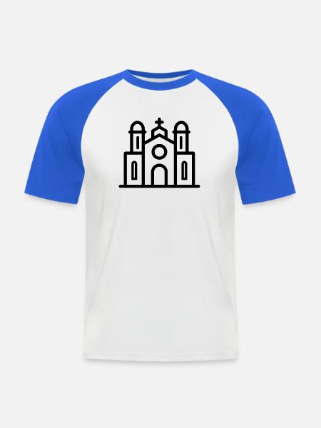 Kathedrale - Männer Baseball-T-Shirt - Weiß/Royalblau