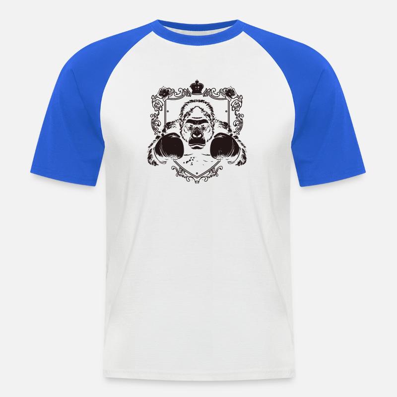  Gorilla mit Kampfpose - Männer Baseball-T-Shirt - Weiß/Royalblau
