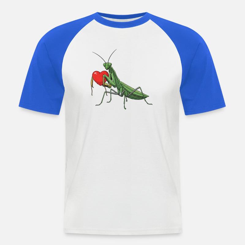Mantide religiosa - Maglia da baseball a manica corta da uomo - bianco/blu royal