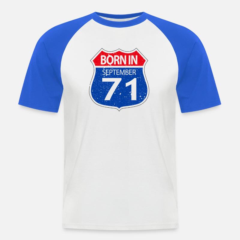 Geboren_im_September_71 - Männer Baseball-T-Shirt - Weiß/Royalblau