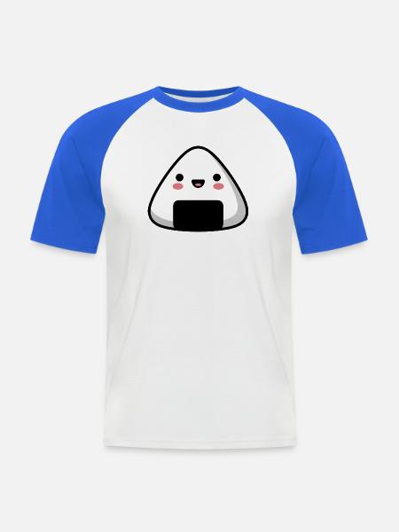 Kawaii Smile Onigiri Süßes Essen - Männer Baseball-T-Shirt - Weiß/Royalblau