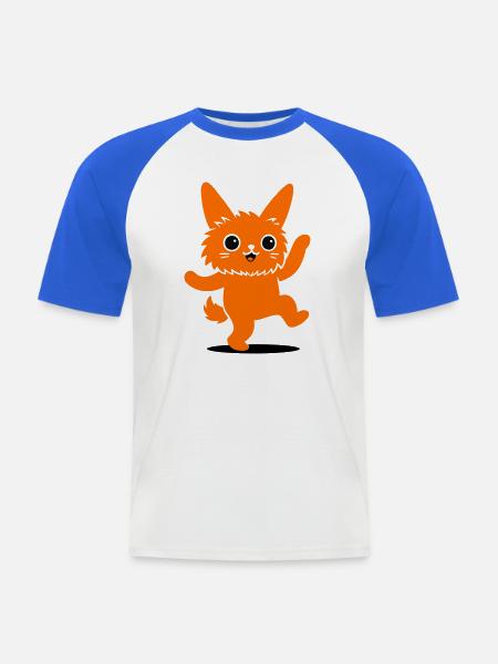 Funny animal character with big eyes - Men's Baseball T-Shirt - white/royal blue